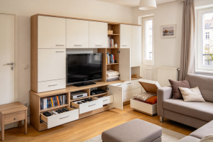 Living Room Space-Saving Storage Design