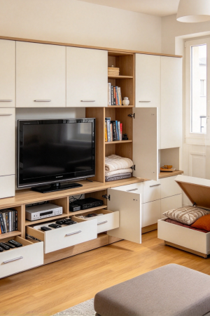 Living Room Space-Saving Storage Design